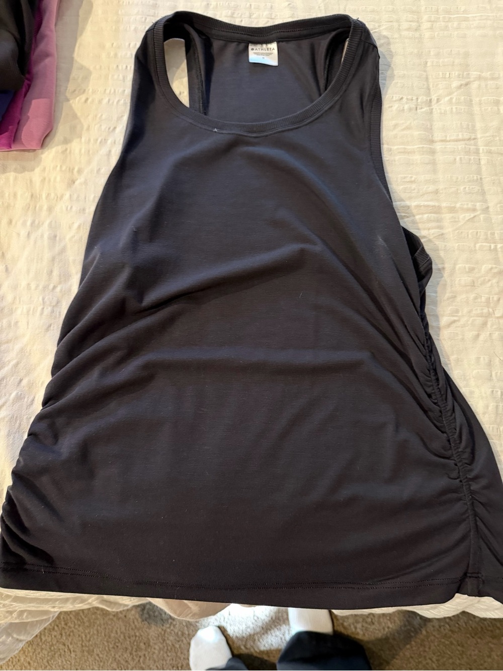 🏷️ Athleta Ruched Side Racerback Tank | Black | Size M